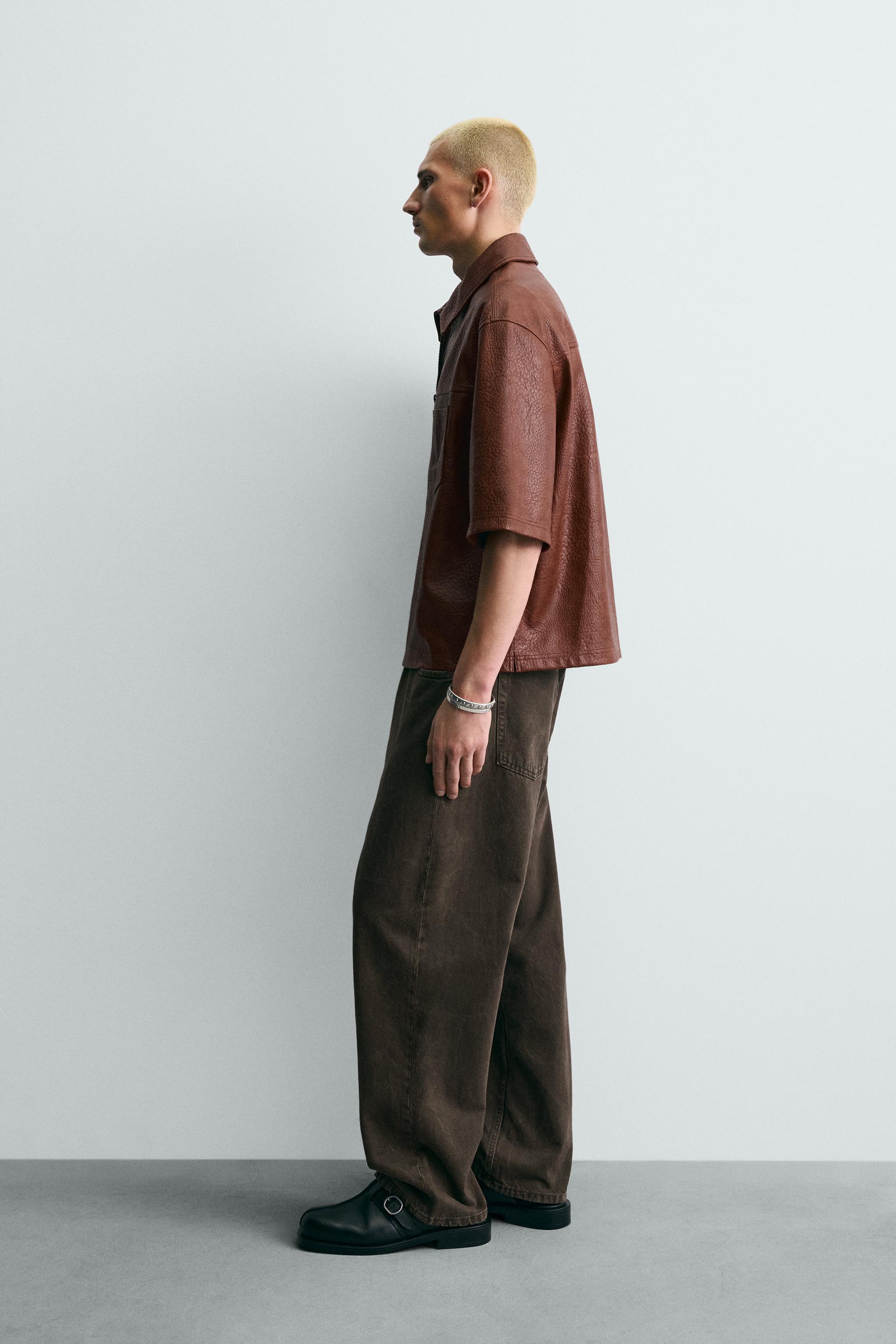 FAUX LEATHER RELAXED FIT OVERSHIRT